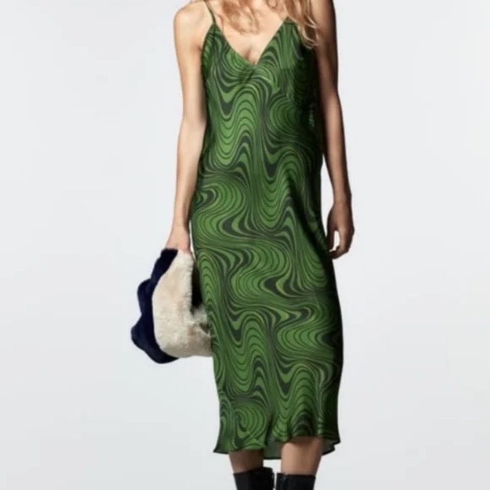 Zara Green Swirl Pattern Dress